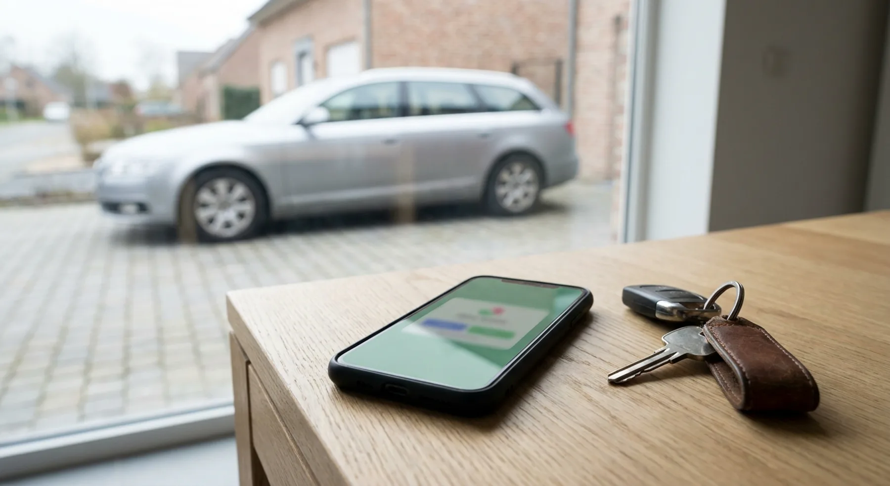 Autosleutels en een smartphone klaar om een Kario-aanvraag te starten