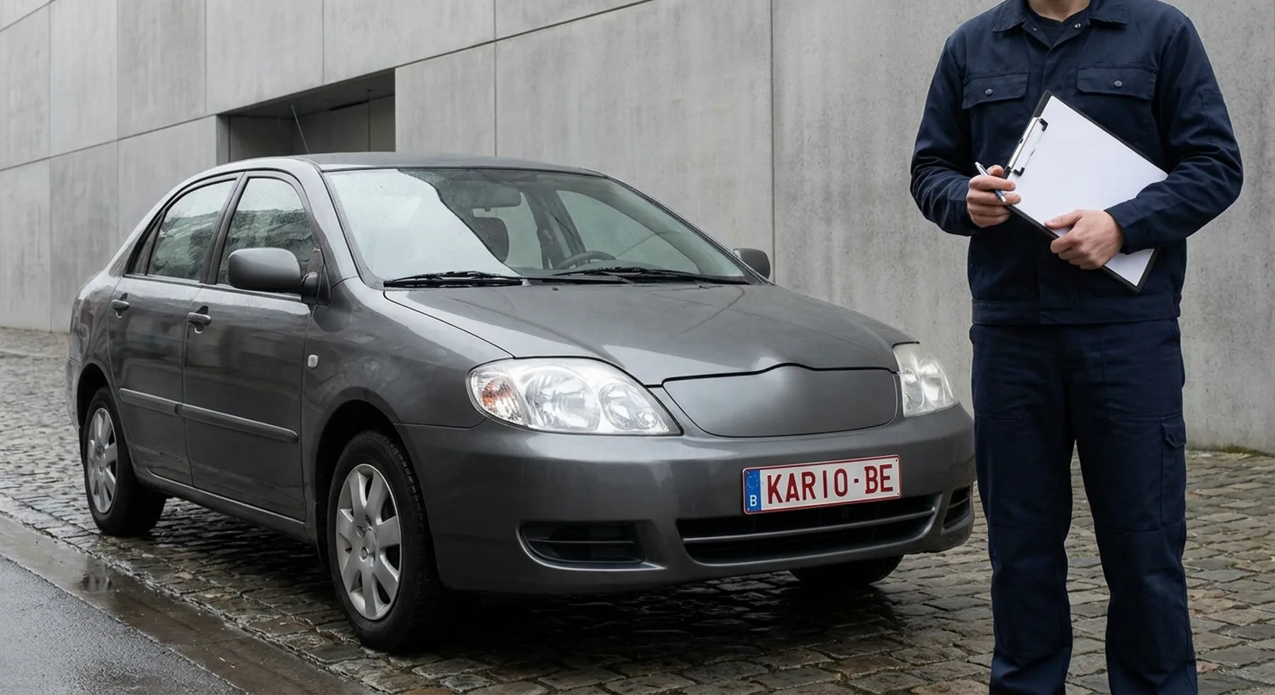 Buitenlandse auto invoeren: een medewerker controleert documenten bij een ingevoerde wagen