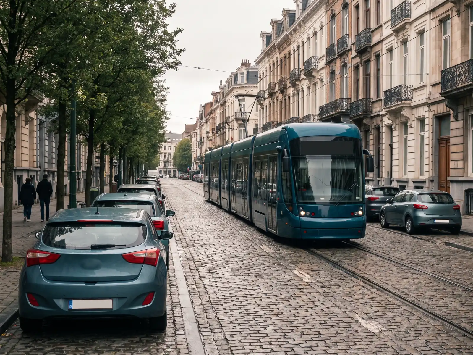 Stadslaan met verkeer in Brussel