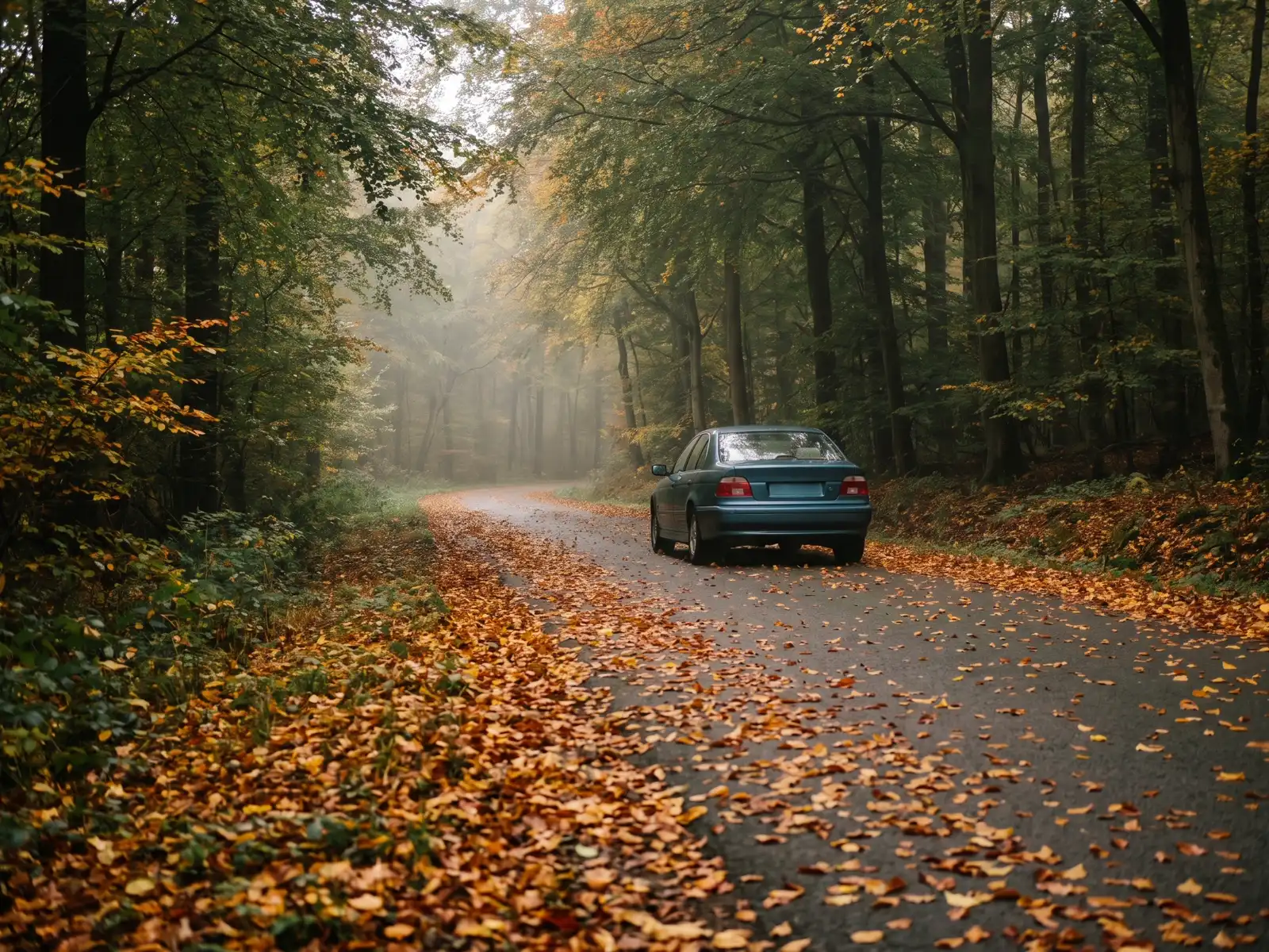Ardense bosweg in de herfst in de provincie Luxemburg