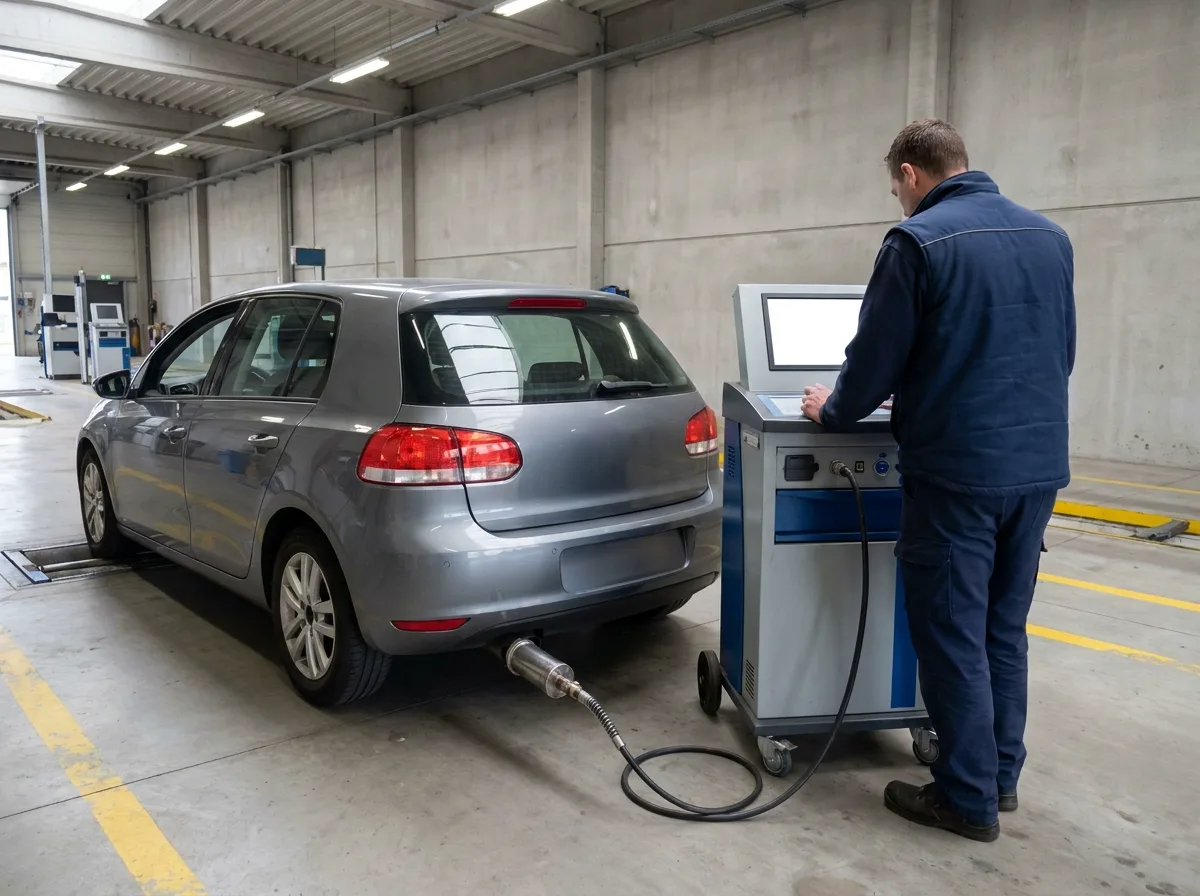 Mesure des émissions d’une voiture essence dans un centre de contrôle technique agréé